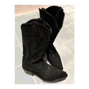 Black Suede Cowboy Boots Size 13.D  (Lightly Worn)